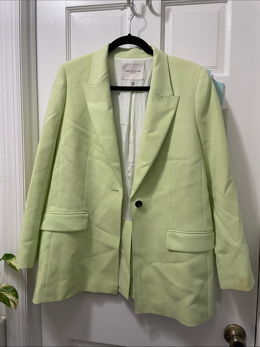 Lafayette 148 New York Light Lime Single-Button Blazer